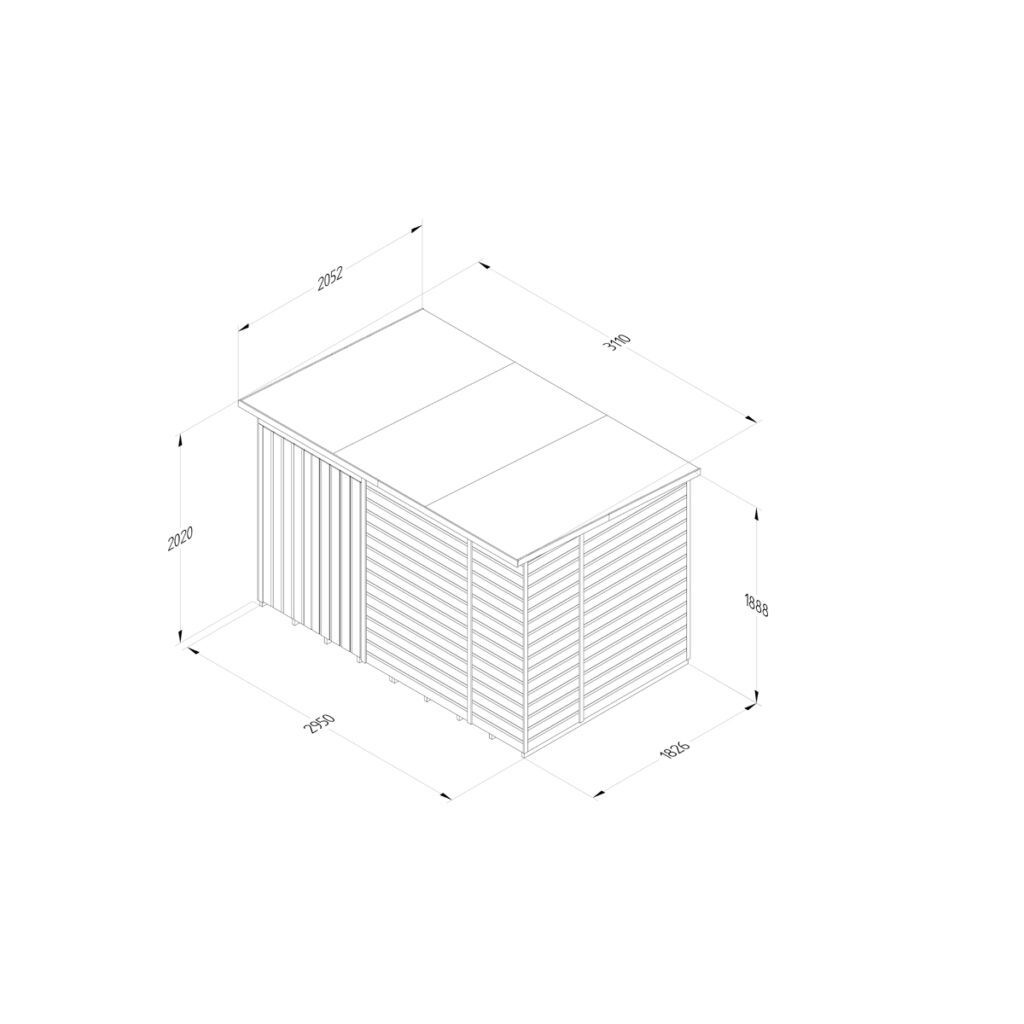 Beckwood 10×6 Pent Shed – No Windows – Double Door with Installation 5013053204016 2